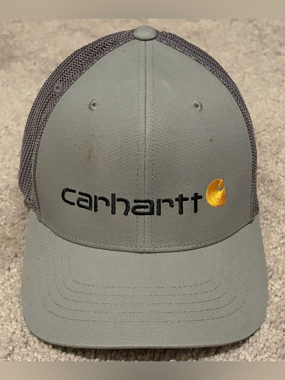 Carhartt Gray Solid Trucker Hat Mesh Back Breathable Stretch Flex Fit One Size